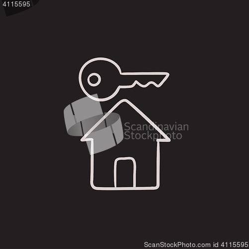 Image of Key for house sketch icon.