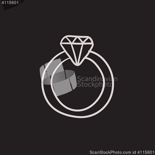 Image of Diamond ring sketch icon.