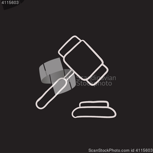 Image of Auction gavel sketch icon.