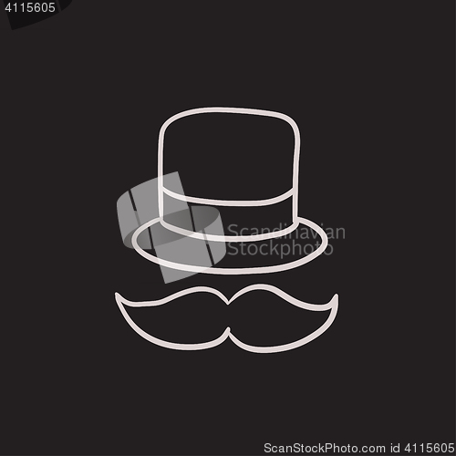 Image of Hat and mustache sketch icon.