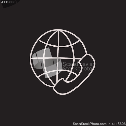 Image of Global communications sketch icon.