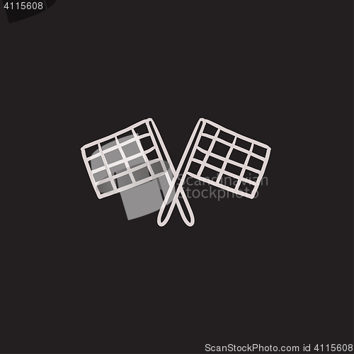 Image of Two checkered flags sketch icon.