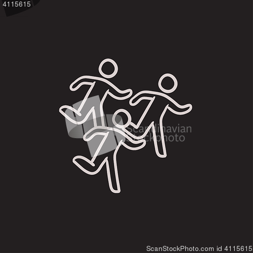 Image of Running men sketch icon.