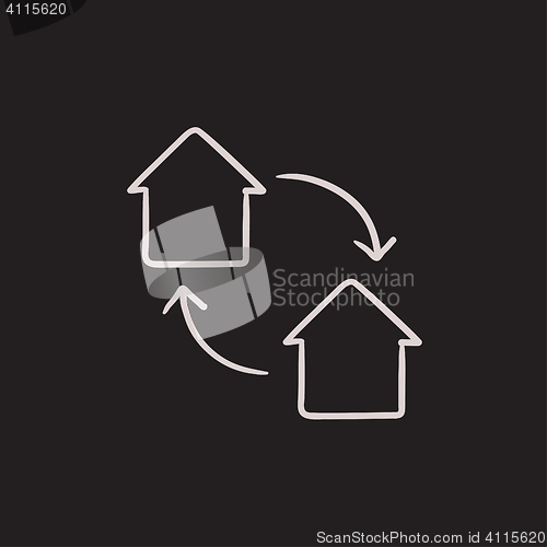 Image of House exchange sketch icon.