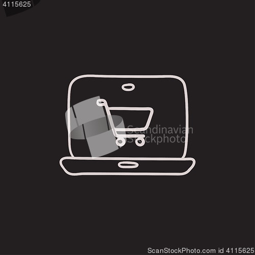 Image of Online shopping sketch icon.