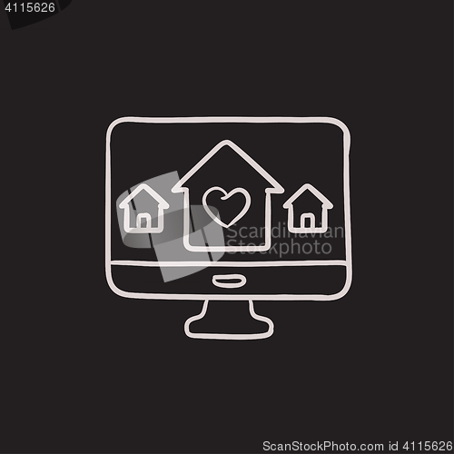 Image of Smart house technology sketch icon.