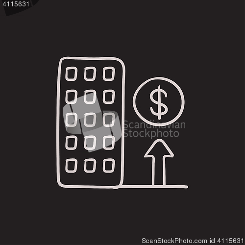 Image of Growth of real estate market sketch icon.