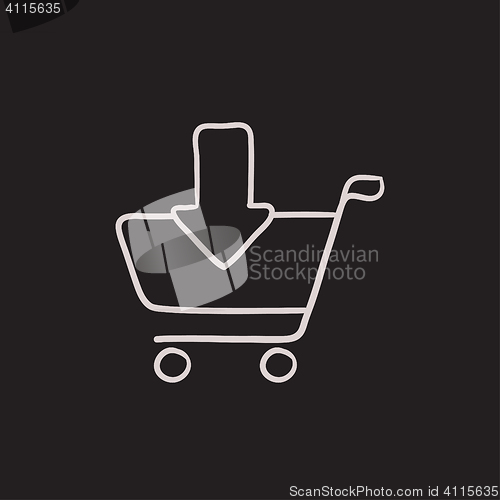 Image of Online shopping cart sketch icon.