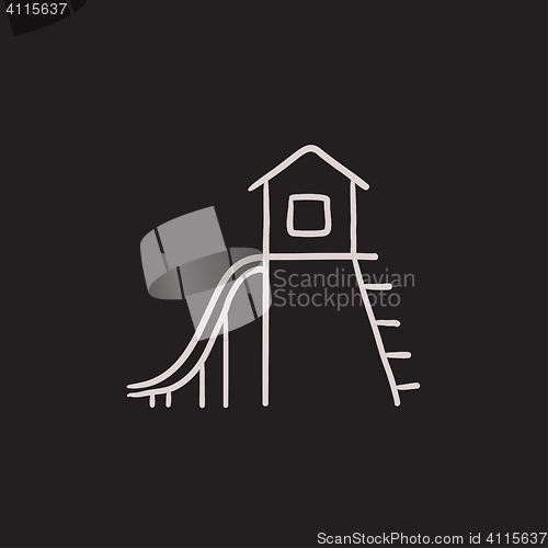 Image of Playhouse with slide sketch icon.
