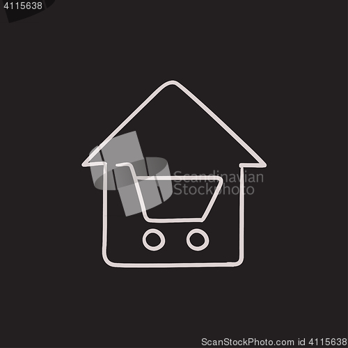 Image of House shopping sketch icon.