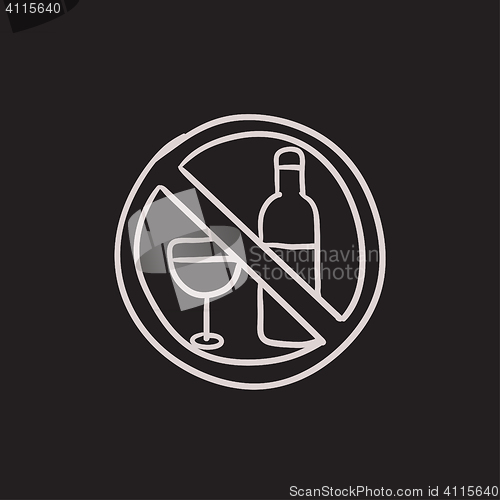 Image of No alcohol sign sketch icon.