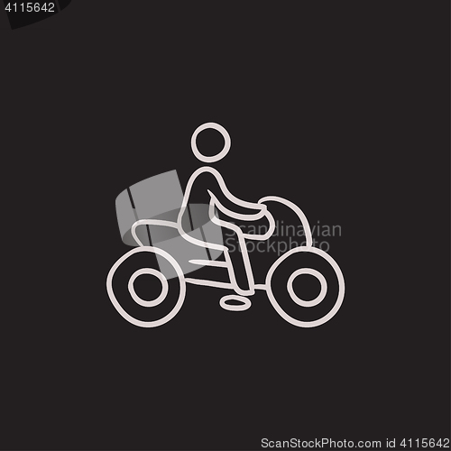 Image of Man riding motorcycle sketch icon.