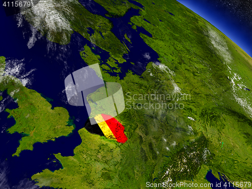 Image of Belgium with embedded flag on Earth