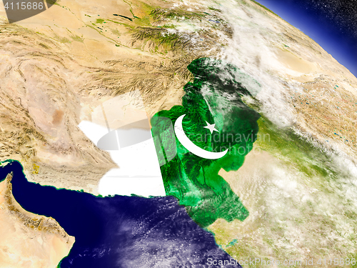 Image of Pakistan with embedded flag on Earth