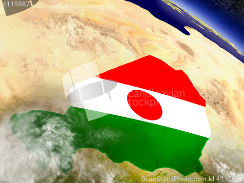 Image of Niger with embedded flag on Earth