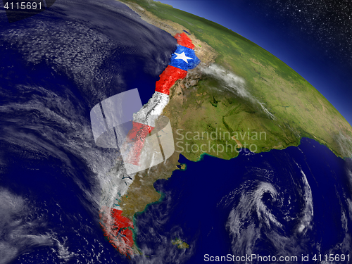 Image of Chile with embedded flag on Earth