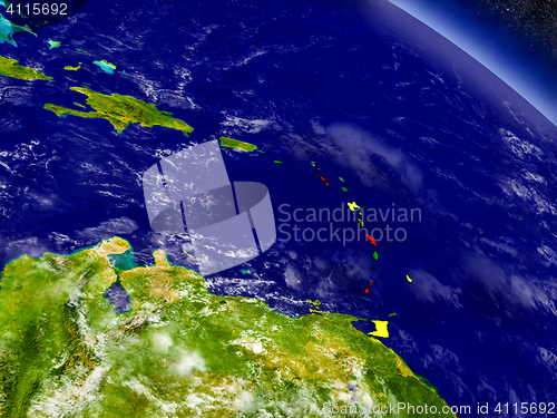 Image of Caribbean with embedded flag on Earth