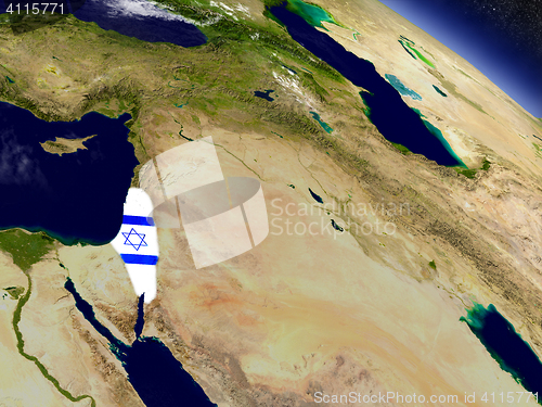 Image of Israel with embedded flag on Earth