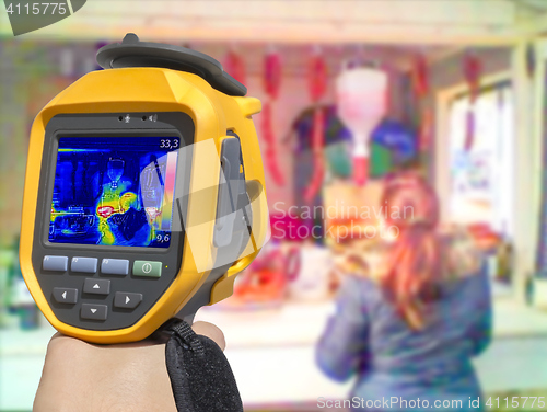 Image of Recording with Thermal camera street stand selling food