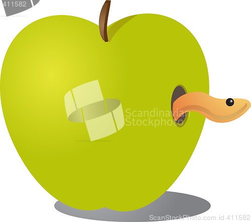 Image of Apple with worm