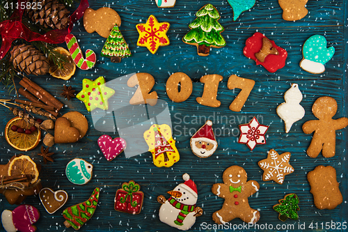 Image of Different ginger cookies 2017 year