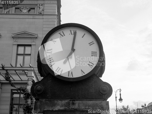 Image of Ancient clock in Berlin in black and white