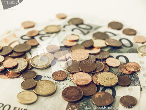 Image of Vintage Euros coins and notes