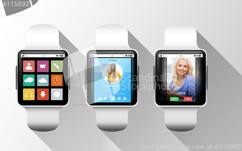 Image of close up of black smart watches with applications