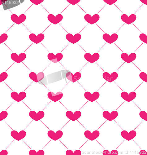 Image of Pink Seamless Pattern with Hearts for Valentines Day