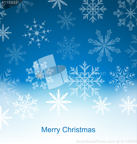 Image of New Year Blue Background with Snowflakes