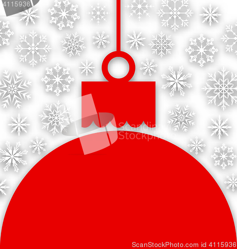 Image of Snowflake Background with Christmas Paper Ball 