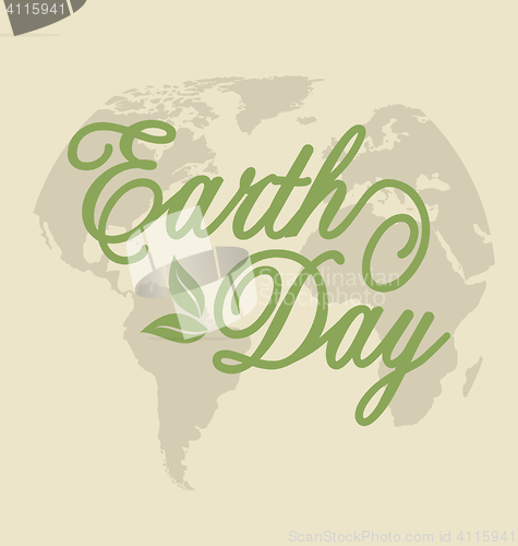 Image of Background for Earth Day Holiday, Lettering Text. Retro Style