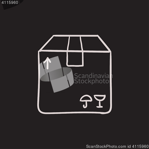 Image of Carton package box sketch icon.
