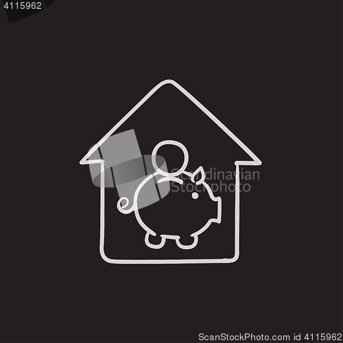 Image of House savings sketch icon.