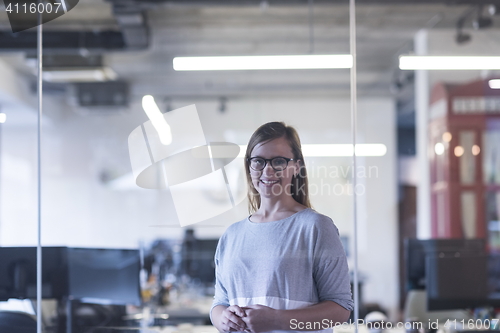 Image of portrait of casual business woman at office