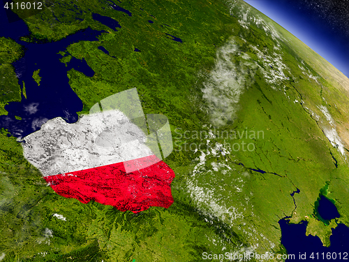 Image of Poland with embedded flag on Earth