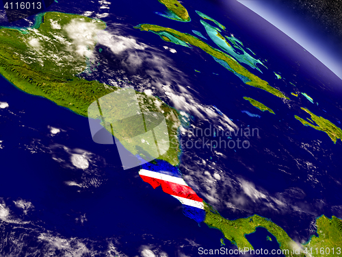 Image of Costa Rica with embedded flag on Earth