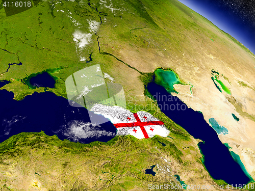 Image of Georgia with embedded flag on Earth