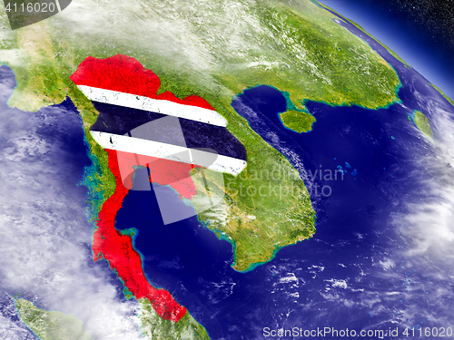 Image of Thailand with embedded flag on Earth