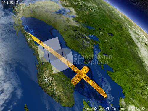 Image of Sweden with embedded flag on Earth