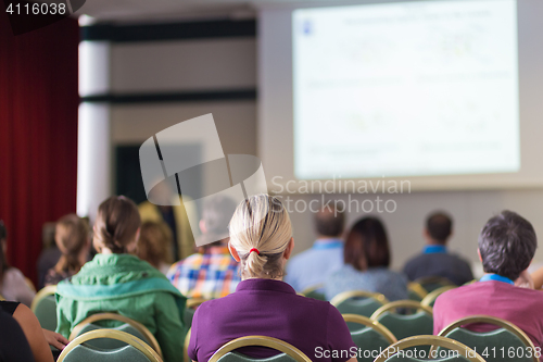 Image of Audience in lecture hall on scientific conference.