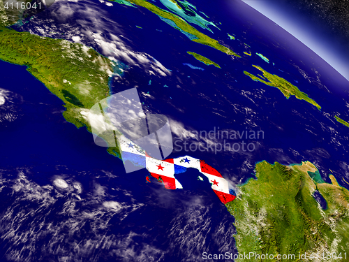 Image of Panama with embedded flag on Earth