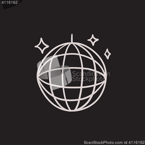 Image of Disco ball sketch icon.