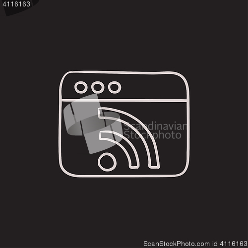 Image of Browser window with wi fi sign sketch icon.