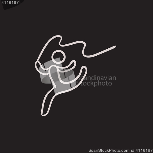 Image of Gymnast with tape sketch icon.