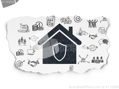 Image of Business concept: Home on Torn Paper background