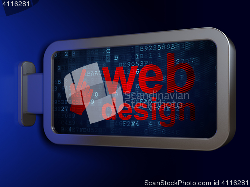 Image of Web design concept: Web Design and Mouse Cursor on billboard background