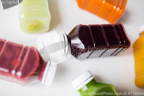 Image of bottles of different fruit or vegetable juices