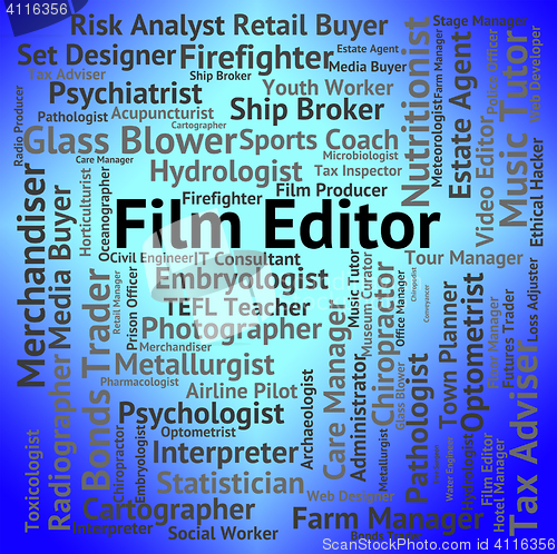 Image of Film Editor Indicates Edits Words And Manager