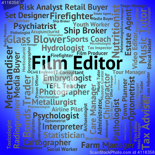 Image of Film Editor Indicates Edits Words And Manager